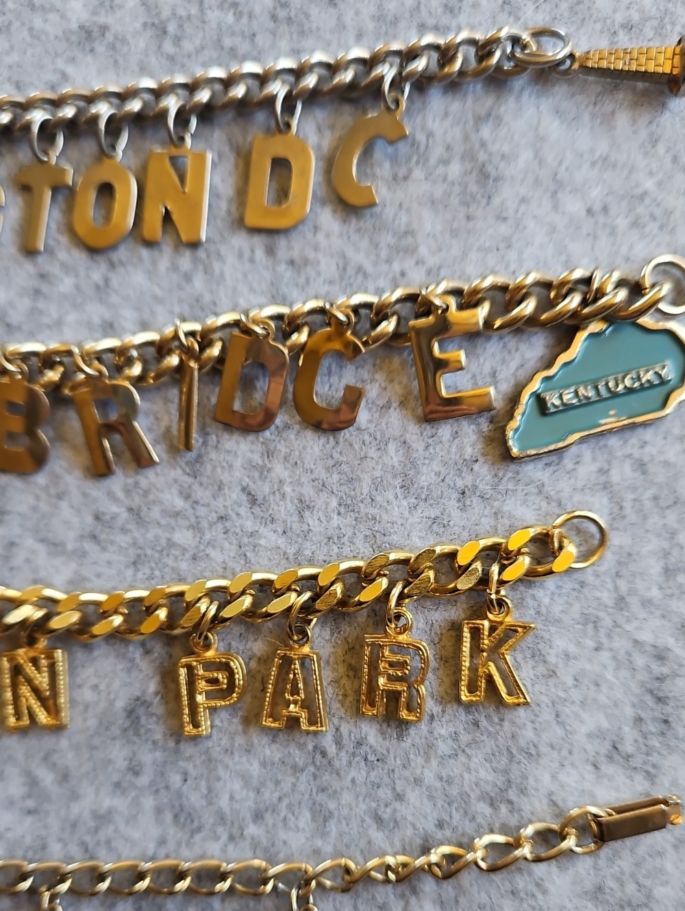 Vintage Gold-Tone Charm Nameplate Bracelets - Canada Washington DC & More - Picture 2 of 8